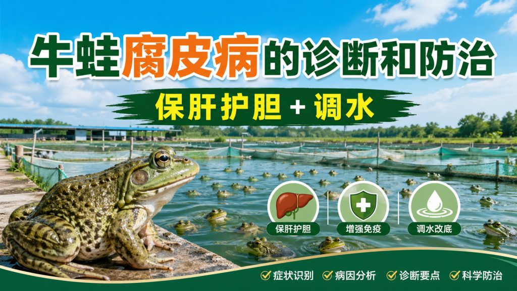 【牛蛙】牛蛙腐皮病的诊断和防治，保肝护胆+调水