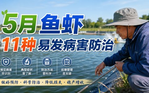【鱼病防控】5月鱼虾11种易发病害防治，巡塘要勤，投料要科学